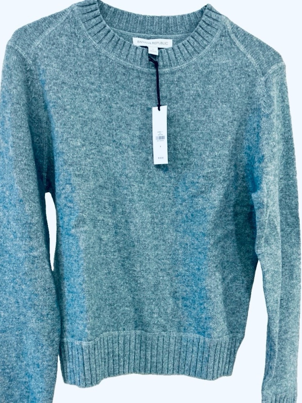 Banana Republic Merino Wool Cotton Crewneck Sweater NWT Heathered Teal Blue S